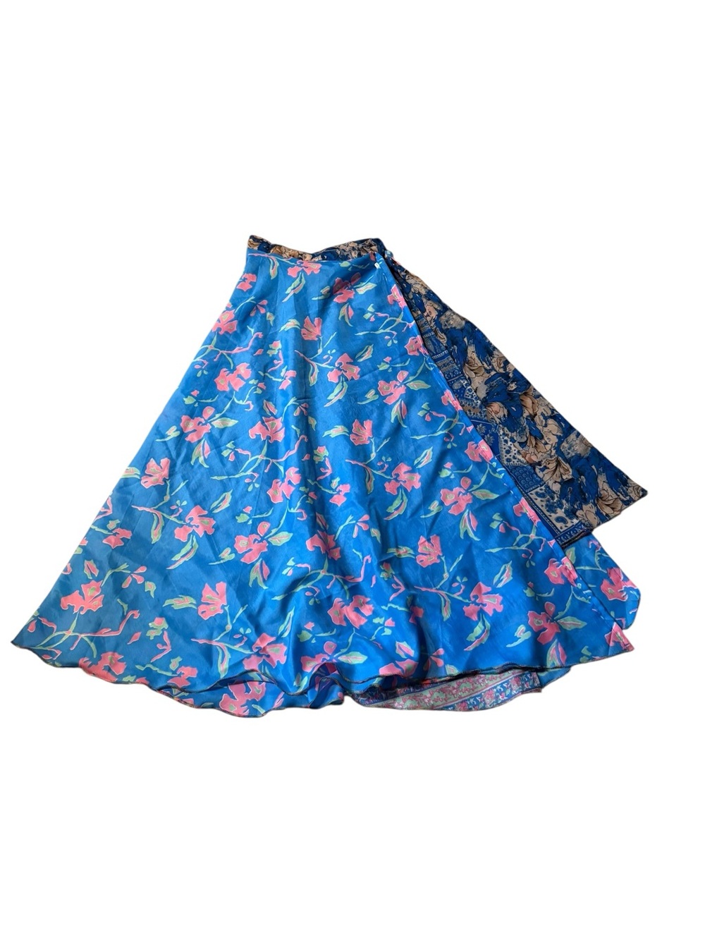 100% silk reversible vintage wrap skirt, large